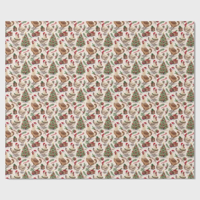 Papel De Presente Christmas Chickens Wrapping Paper (Aberto)
