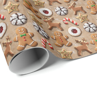 Papel De Presente Christmas Cookie Wrapping Paper – Festive Holiday 