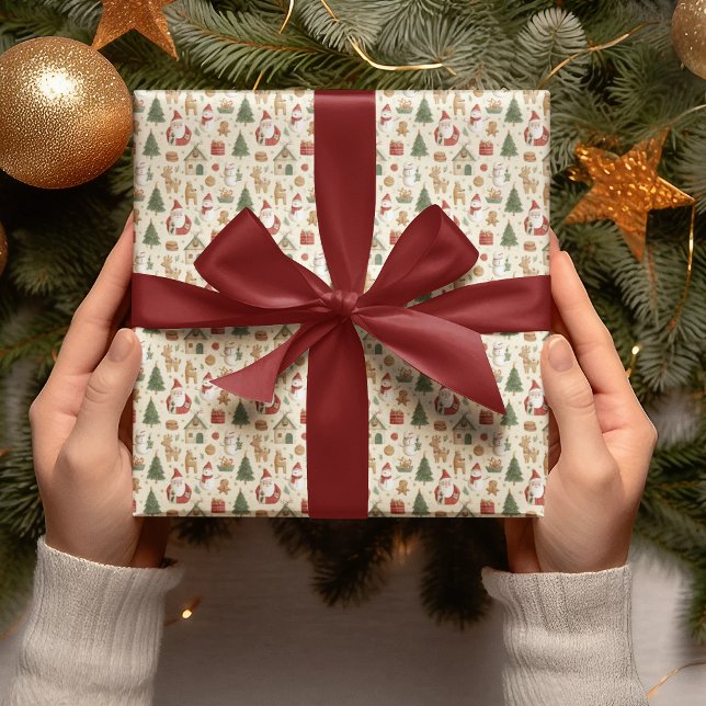 Papel De Presente Christmas Cute Pattern | Holiday Wrapping Paper (Criador carregado)