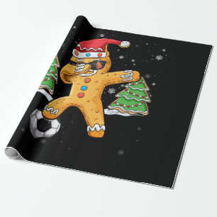 Papel De Presente Christmas Dabbing Gingerbread Soccer Sport Santa
