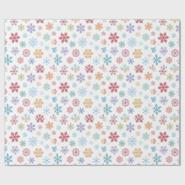 Papel De Presente Christmas Different Coloured Snowflakes Packaging