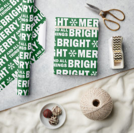 Papel De Presente Christmas Gift Wrap | Merry and Bright Green White