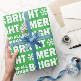 Papel De Presente Christmas Gift Wrap | Merry and Bright Green White