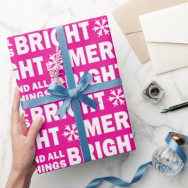 Papel De Presente Christmas Gift Wrap | Merry and Bright Hot Pink