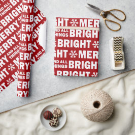 Papel De Presente Christmas Gift Wrap | Merry and Bright Red White