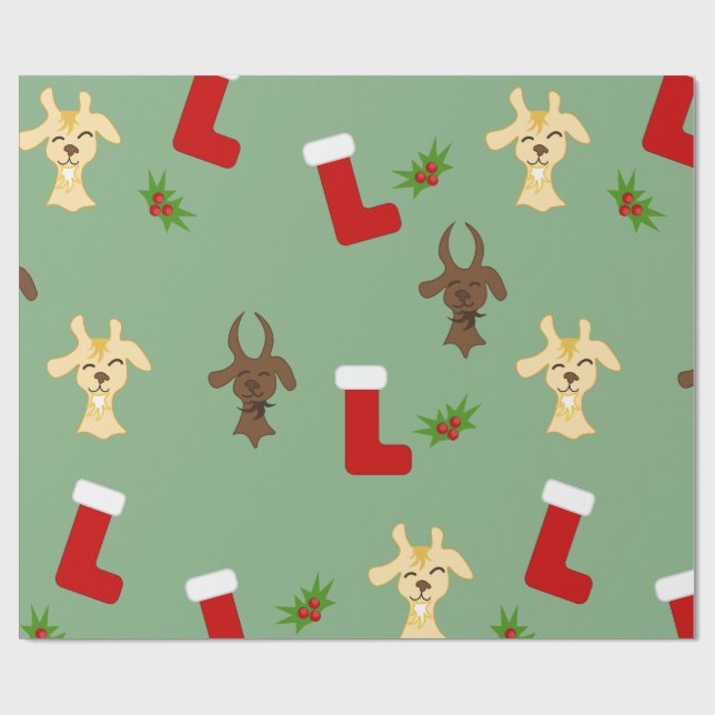 Papel De Presente Christmas Goats with Stockings and Mistletoe Funny (Aberto)
