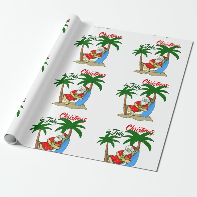 Papel De Presente christmas july tropical santa claus (Desenrolado)