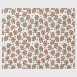 Papel De Presente Christmas Kawaii Gingerbread Men Wrapping Paper