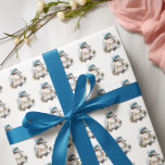 Papel De Presente Christmas Kookaburra<br><div class="desc">pintura aquarela de um kookaburra fofo sentado num galho vestindo um chapéu azul de inverno no estilo de natal</div>