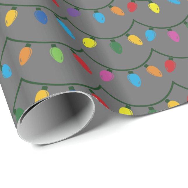Papel De Presente Christmas Lights GRAY GIFT WRAP (Ponta do rolo)
