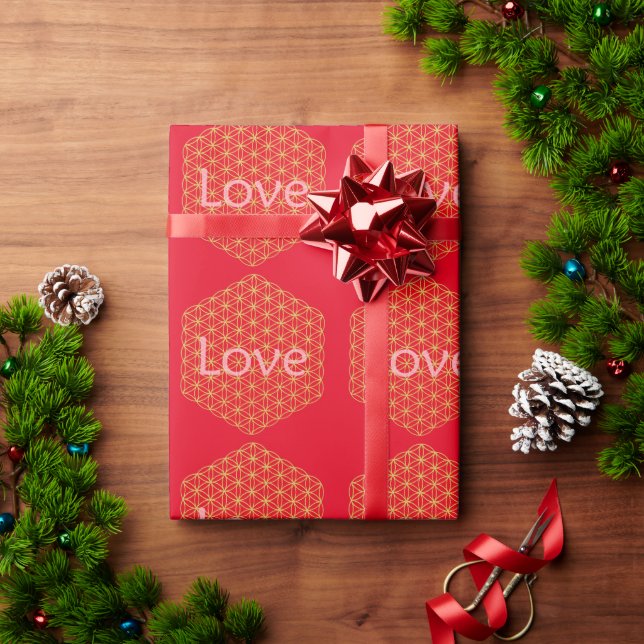 Papel De Presente Christmas love flower of life Geschenkpapier (Presente de Natal)