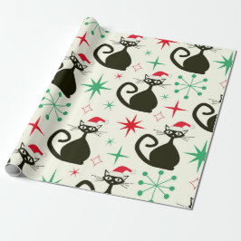 Papel De Presente Christmas Mid Century Retro Atomic Cats 