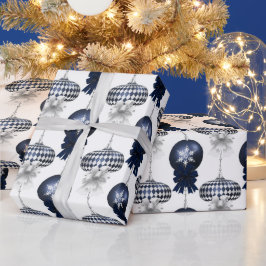 Papel De Presente Christmas Navy Bow Velvet Pattern