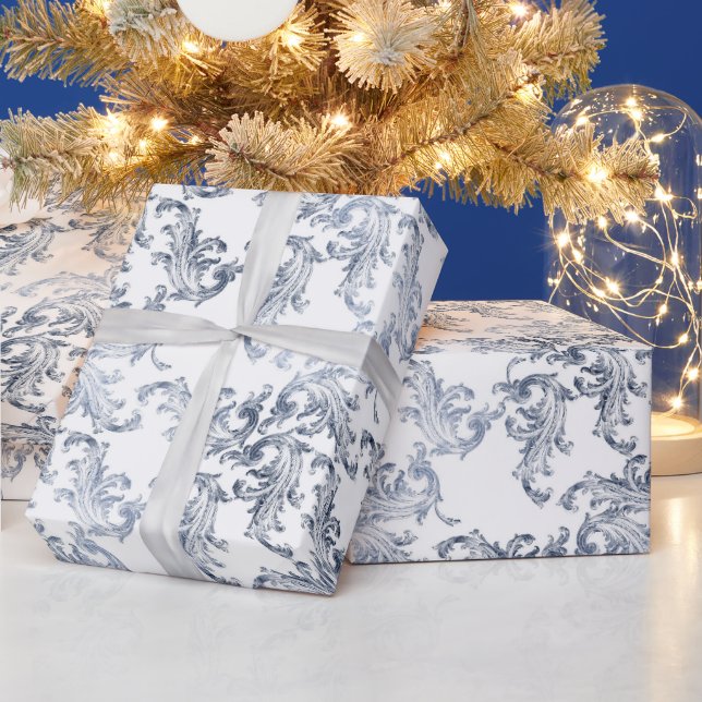 Papel De Presente Christmas Navy Bow Velvet Pattern (Feriados)