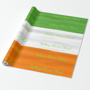 Papel De Presente Christmas Nollaig Shona Dhuit Irish Flag Irlanda
