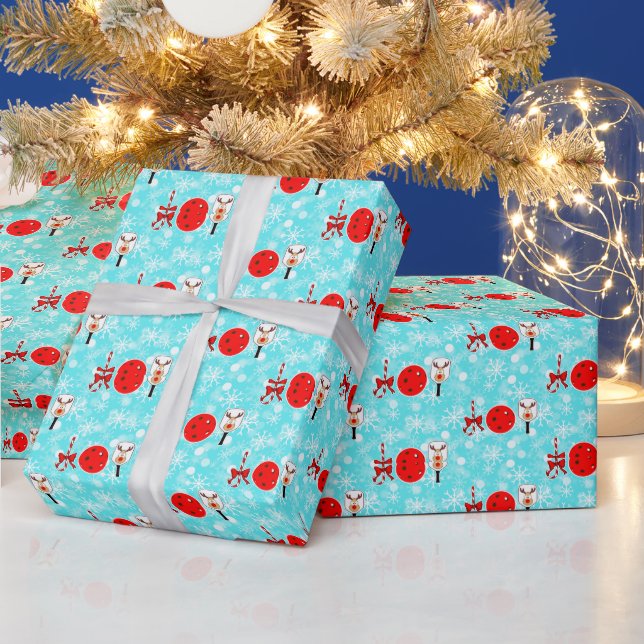 Papel De Presente Christmas Pickleball Paddle Joy Snowflakes (Feriados)