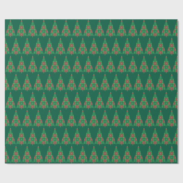 Papel De Presente Christmas pixelated tree wrapping paper (Aberto)
