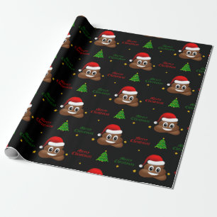 Papel De Presente christmas poo emoji com chapéu de santa embrulhand