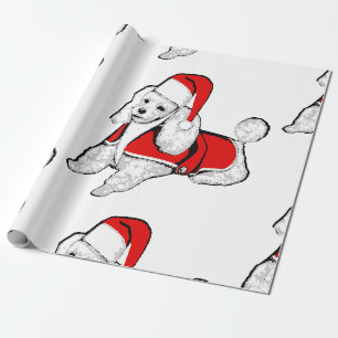 Papel De Presente christmas santa claus poodle