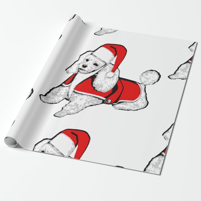Papel De Presente christmas santa claus poodle (Desenrolado)