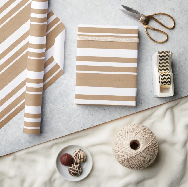 Papel De Presente Christmas Simple Stripes Lines Wrapping Paper (Artesanato)