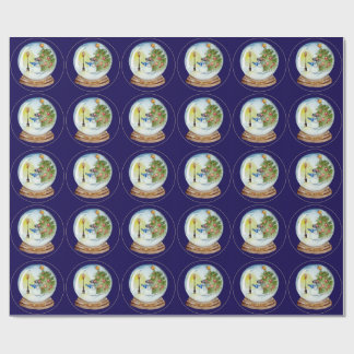 Papel De Presente Christmas Snow Globe with Snowman & Tree