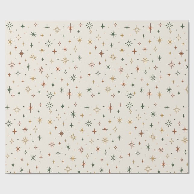 Papel De Presente Christmas Stars & Sparkles Pattern			 (Aberto)