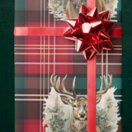 Papel De Presente Christmas Tartan Reindeer