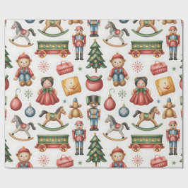 Papel De Presente Christmas Toyland & Trains Wrapping Paper for Kids
