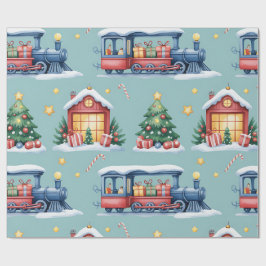 Papel De Presente Christmas Toyland & Trains Wrapping Paper for Kids
