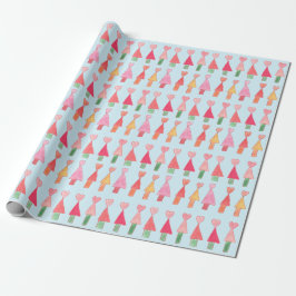 Papel De Presente Christmas Tree Hearts Wrapping Paper