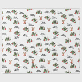 Papel De Presente Christmas Trees & Reindeer Wrapping Paper