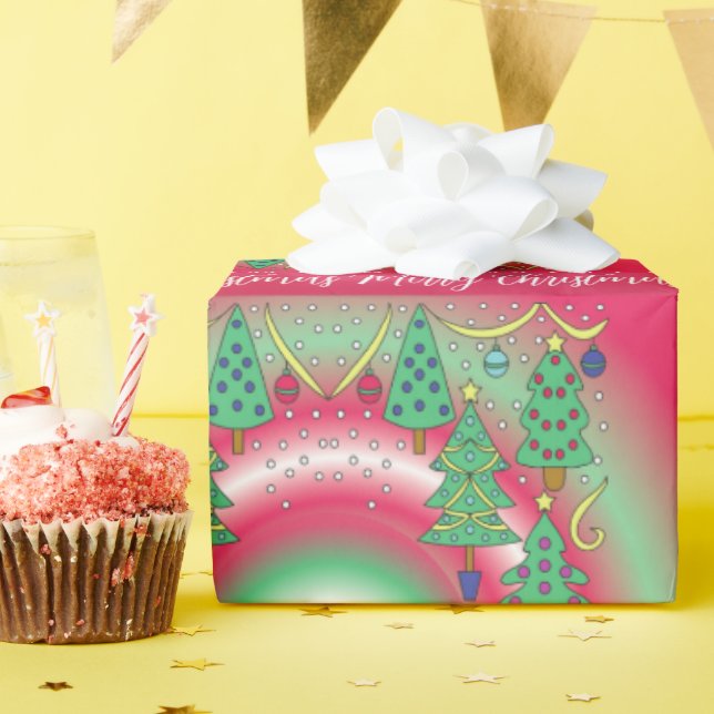 Papel De Presente Christmas Trees Wrapping Paper (Festa de aniversário)