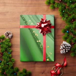 PAPEL DE PRESENTE CHRISTMAS VERDE E DOURADO ABSTRATO
