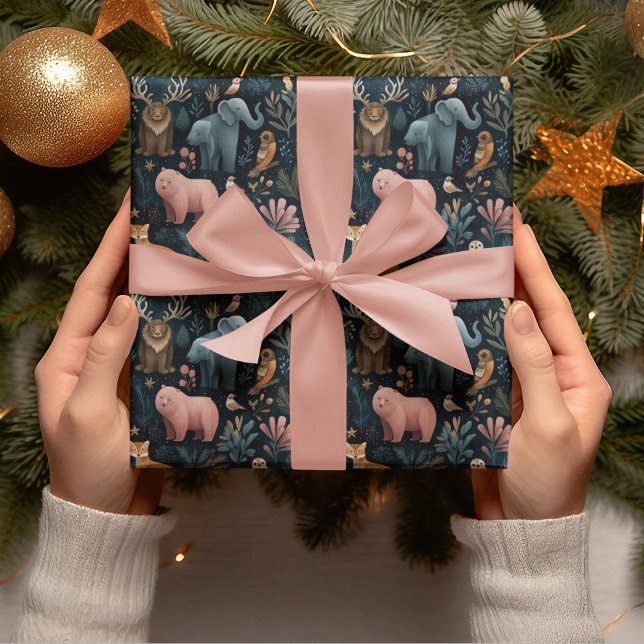 Papel De Presente Christmas Wild Animals Wrapping Paper (Criador carregado)