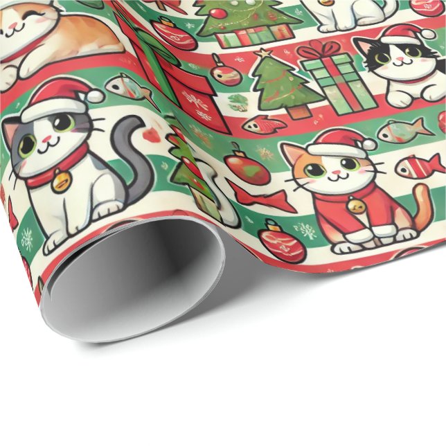 Papel De Presente Christmas Wrapping Paper for Cat Lovers (Ponta do rolo)