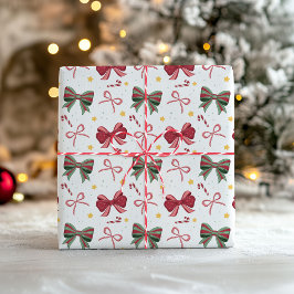 Papel De Presente Christmas Wrapping Paper With Red and Green Bows