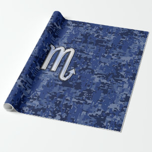 Papel De Presente Chrome Scorpio Zodíaco - Sinal de Marinho Azul Ca