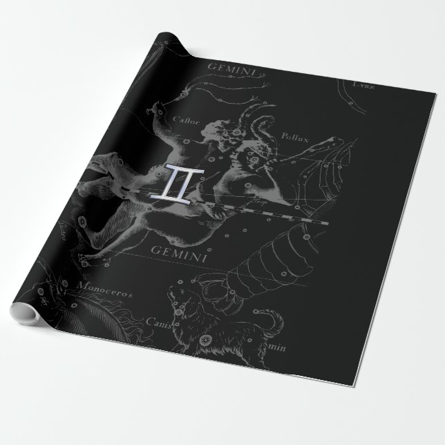 Papel De Presente Chrome Style Gemini Sinal Zodiac em Hevelius (Desenrolado)