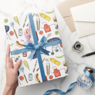 Papel De Presente Churrasco de Verão Barbecue Grill, quintal do pai