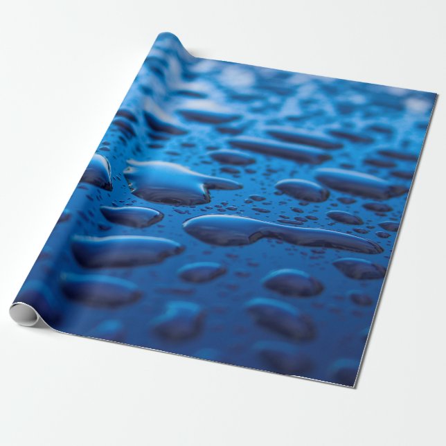 Papel De Presente Chuva chuvosa gotas de água (Desenrolado)