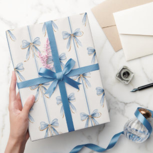 Papel De Presente Chuva de Arcos Azuis Creme Chá de Noiva