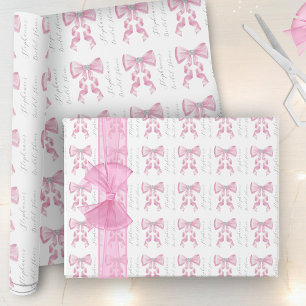 Papel De Presente Chuva de Arroz Com Laço Rosa Glamour