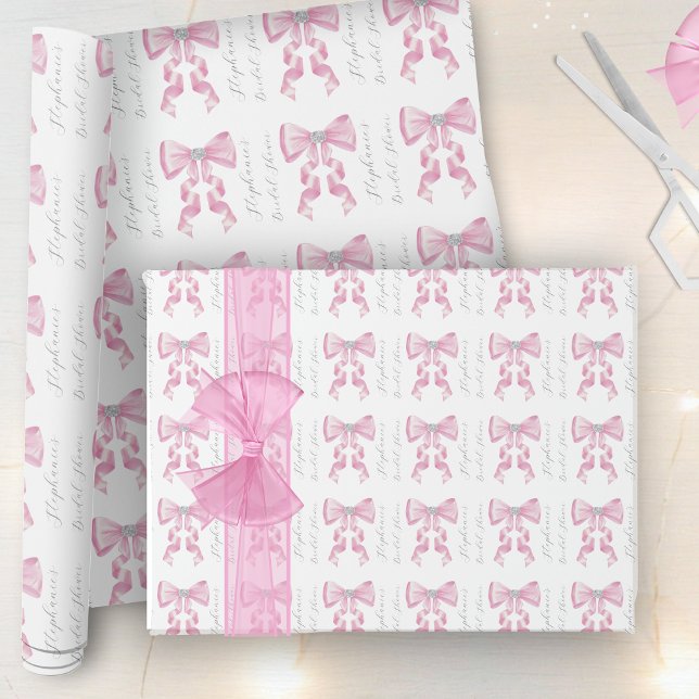 Papel De Presente Chuva de Arroz Com Laço Rosa Glamour (Criador carregado)