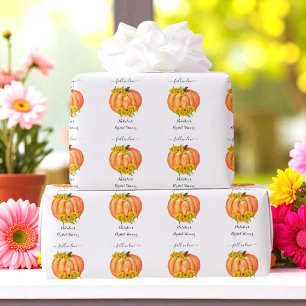 Papel De Presente Chuva de Arroz de Abóbora Laranja Branco Casamento