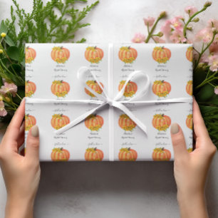 Papel De Presente Chuva de Arroz de Abóbora Laranja Branco Casamento