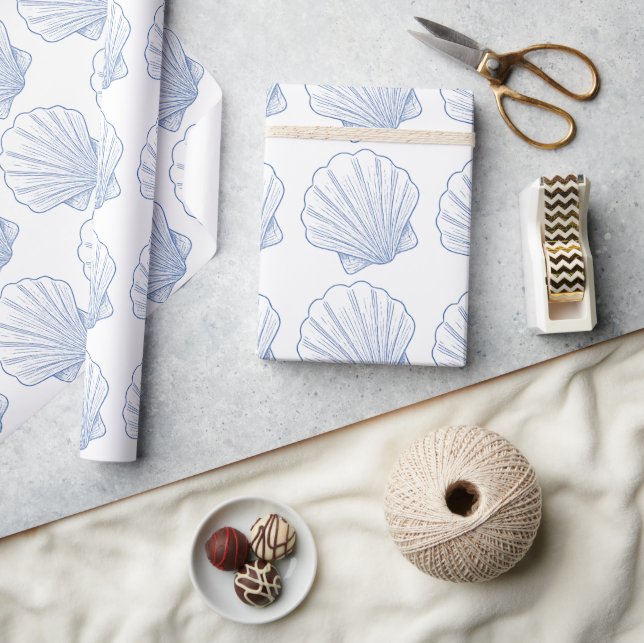 Papel De Presente Chuva de Bebê Azul Você Em Breve Sob o Mar Moderno (Artesanato)