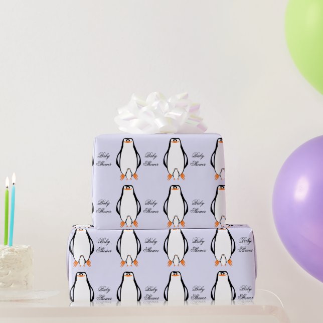 Papel De Presente Chuva de Bebê com Design de Pinguim (Presentes para festas)