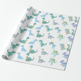 Papel De Presente Chuva de Bebê de Dinossauro Elegante Branco