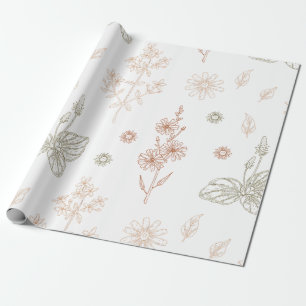 Papel De Presente Chuva de Bebê Flores Selvagens Elegantes